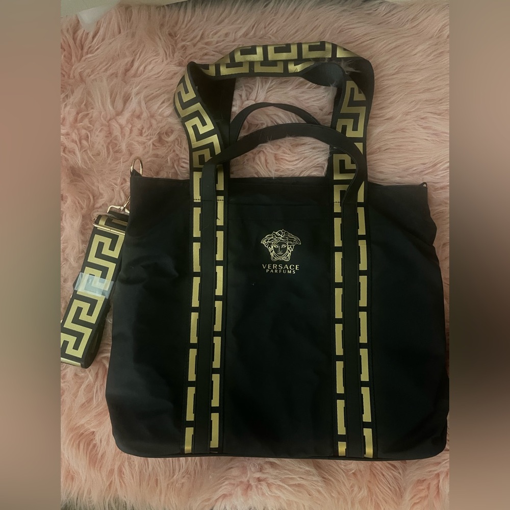 Versace Parfums Weekender Tote Bag with Detachable Strap & Dust Bag, New